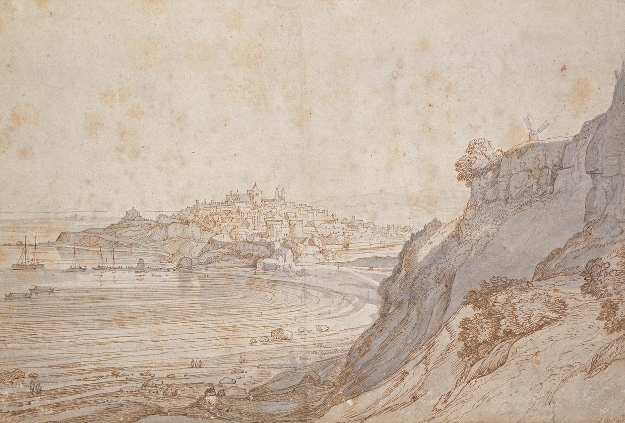 Uma visão de centeio de Point Hill (tinta marrom e cinza lavar) de Jacob Esselens