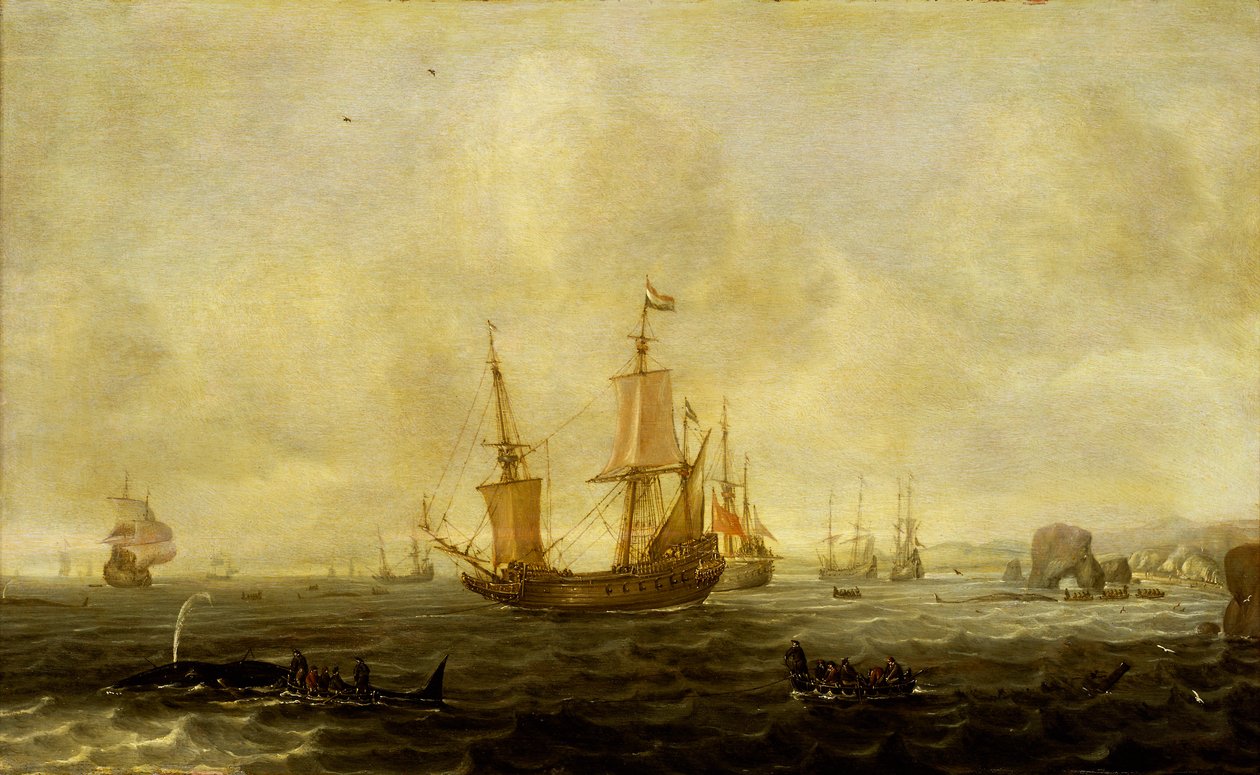 Uma frota baleeira holandesa, meados do século XVII (óleo sobre painel) de Jacob Feyt de Vries