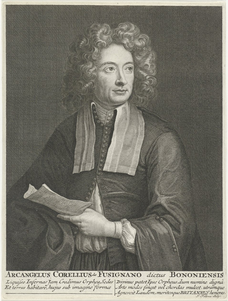Retrato do compositor e violinista Arcangelo Corelli de Jacob Folkema