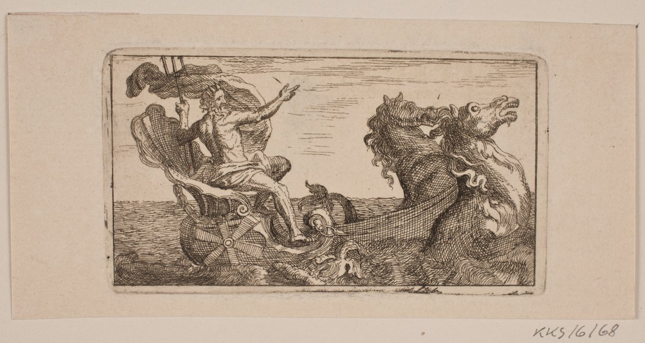 Netuno. Ilustração para Jacob Fosie, "Leather-Klude [...] or Samples on Coats, Grinding, Grounds, Needles, Etching Water, Blacks, Wipes, Loading and Printing from the year 1741 to the 1743" de Jacob Fosie