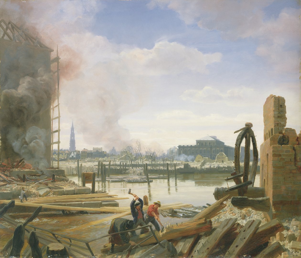 Hamburgo após o incêndio, 1842 de Jacob Gensler