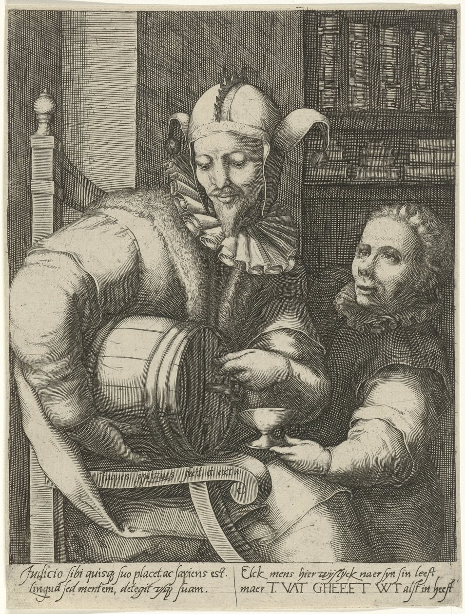 Jester com barril de vinho de Jacob Goltzius (II)