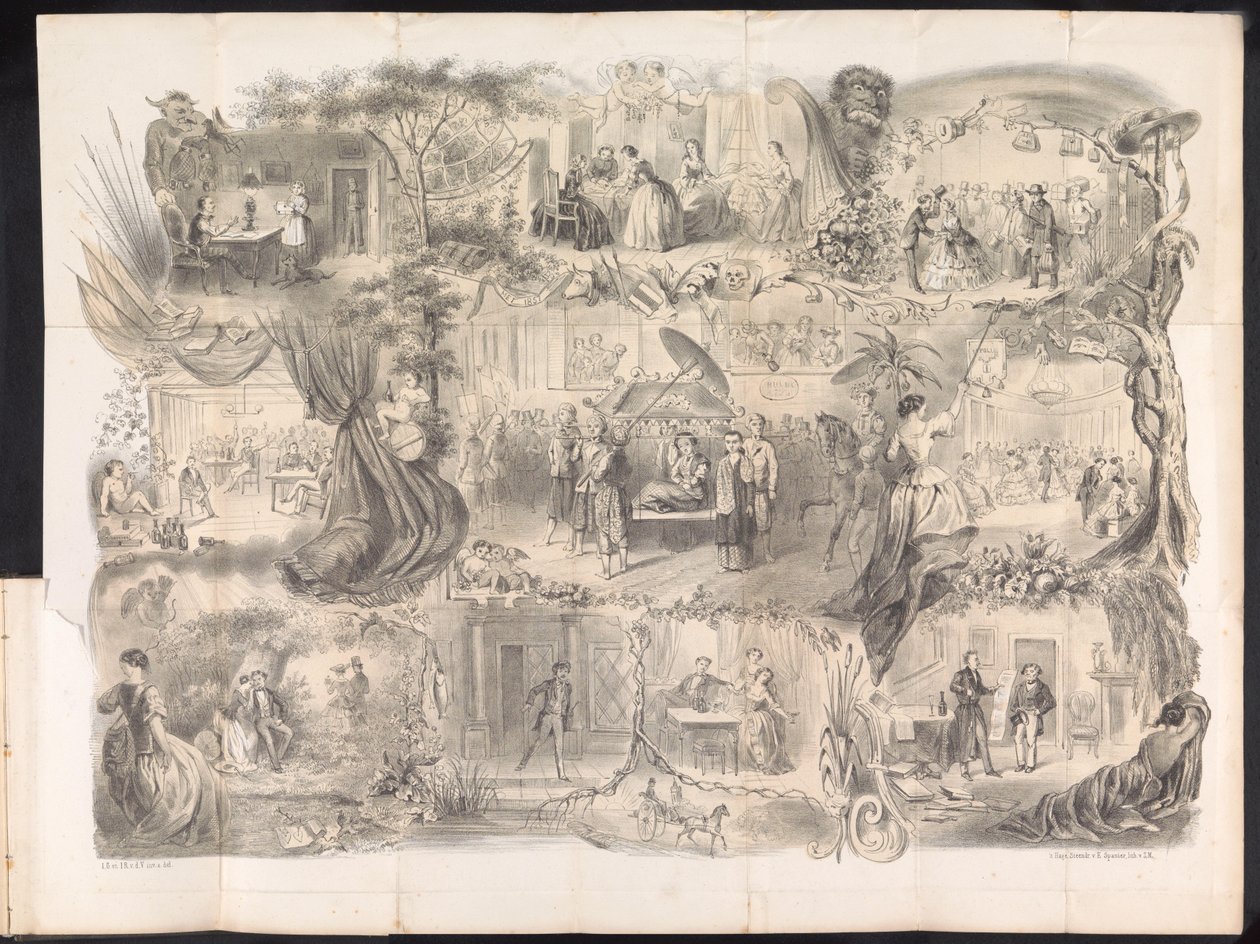 Cartoon no almanaque estudantil de Delft, 1858 de Jacob Gosschalk
