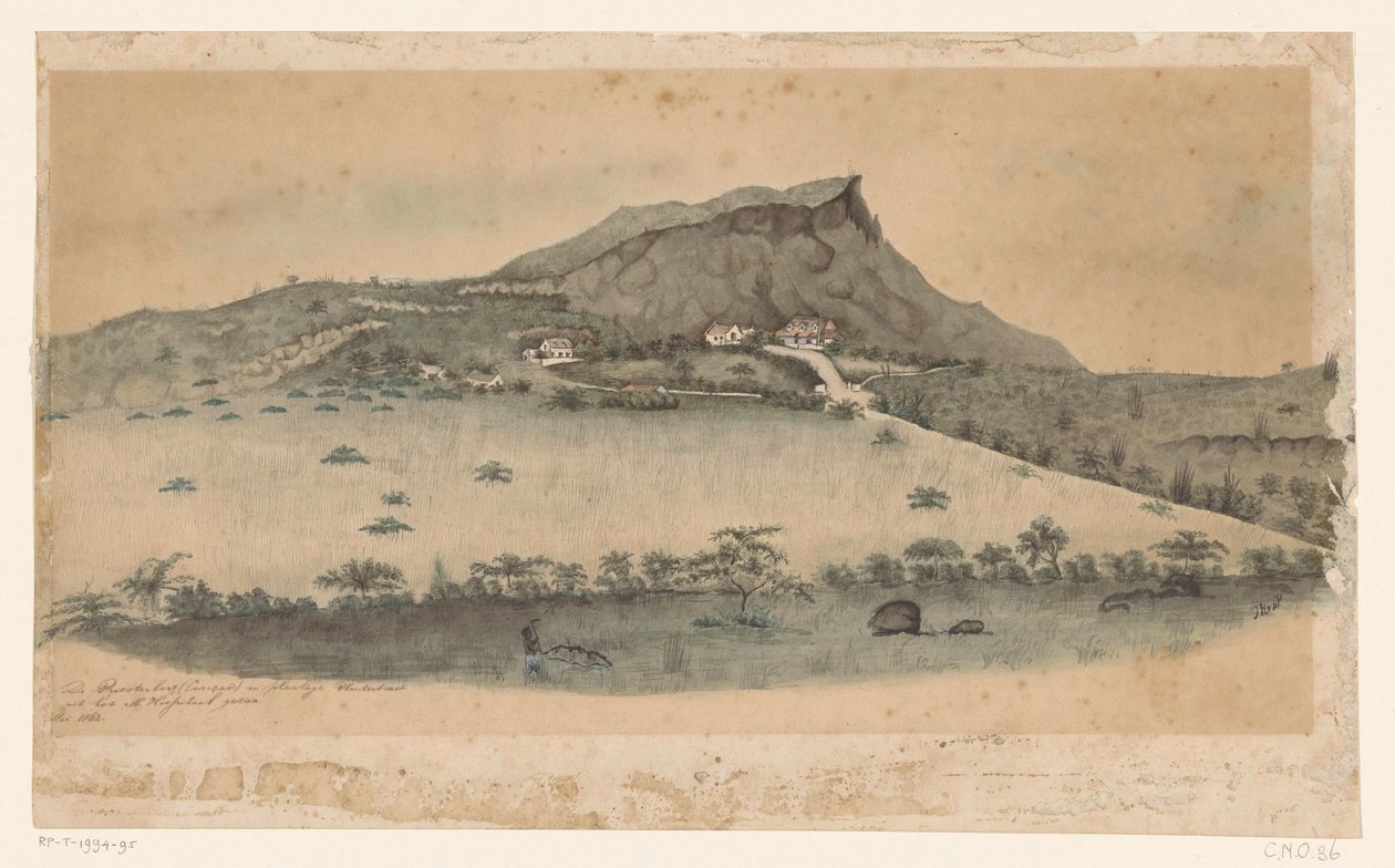 Vista da plantação Planttersrust em Curaçao de Jacob Hendrik van de Poll (signed by artist)