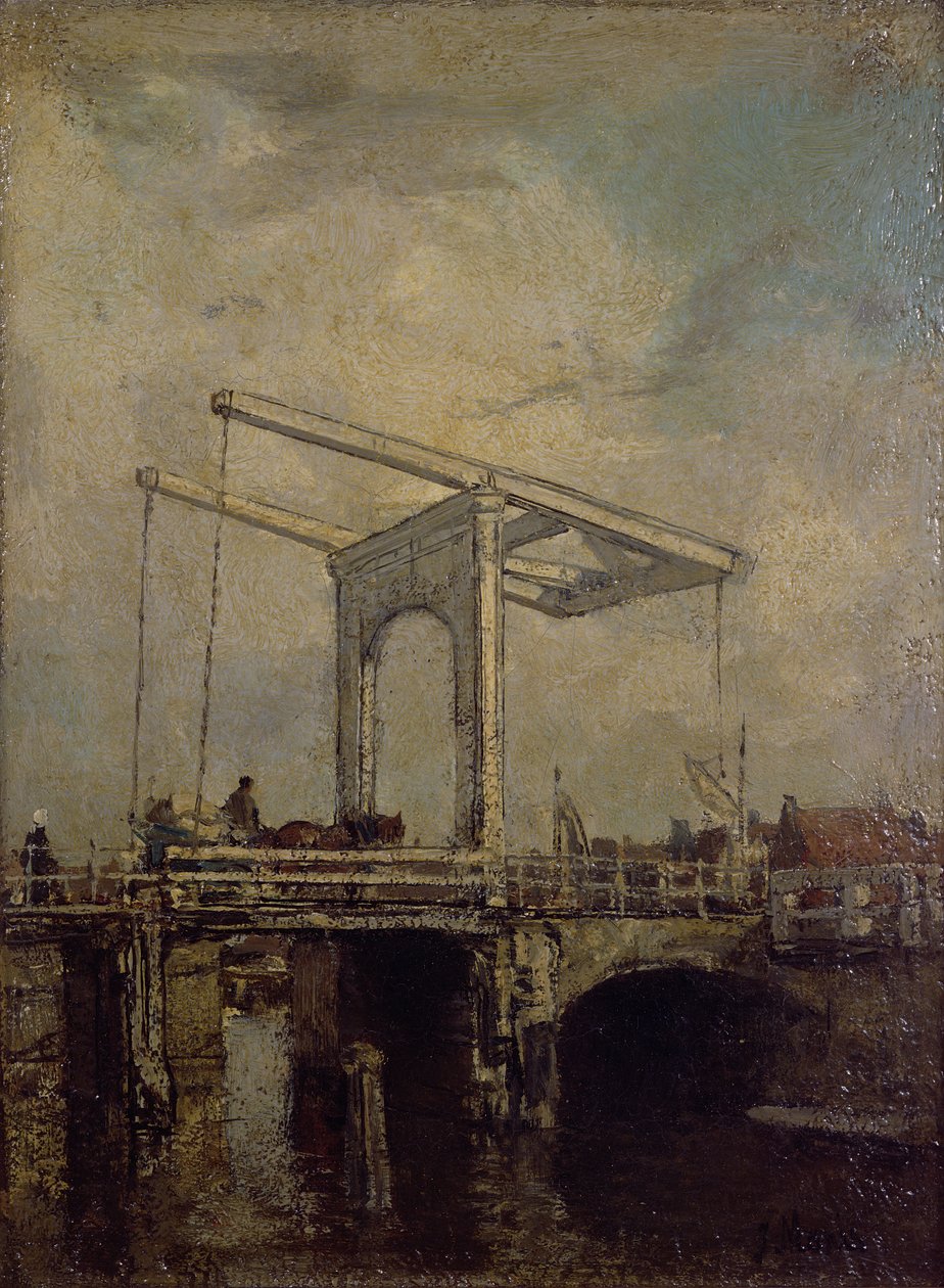Uma ponte levadiça em uma cidade holandesa, 1875 de Jacob Henricus or Hendricus Maris