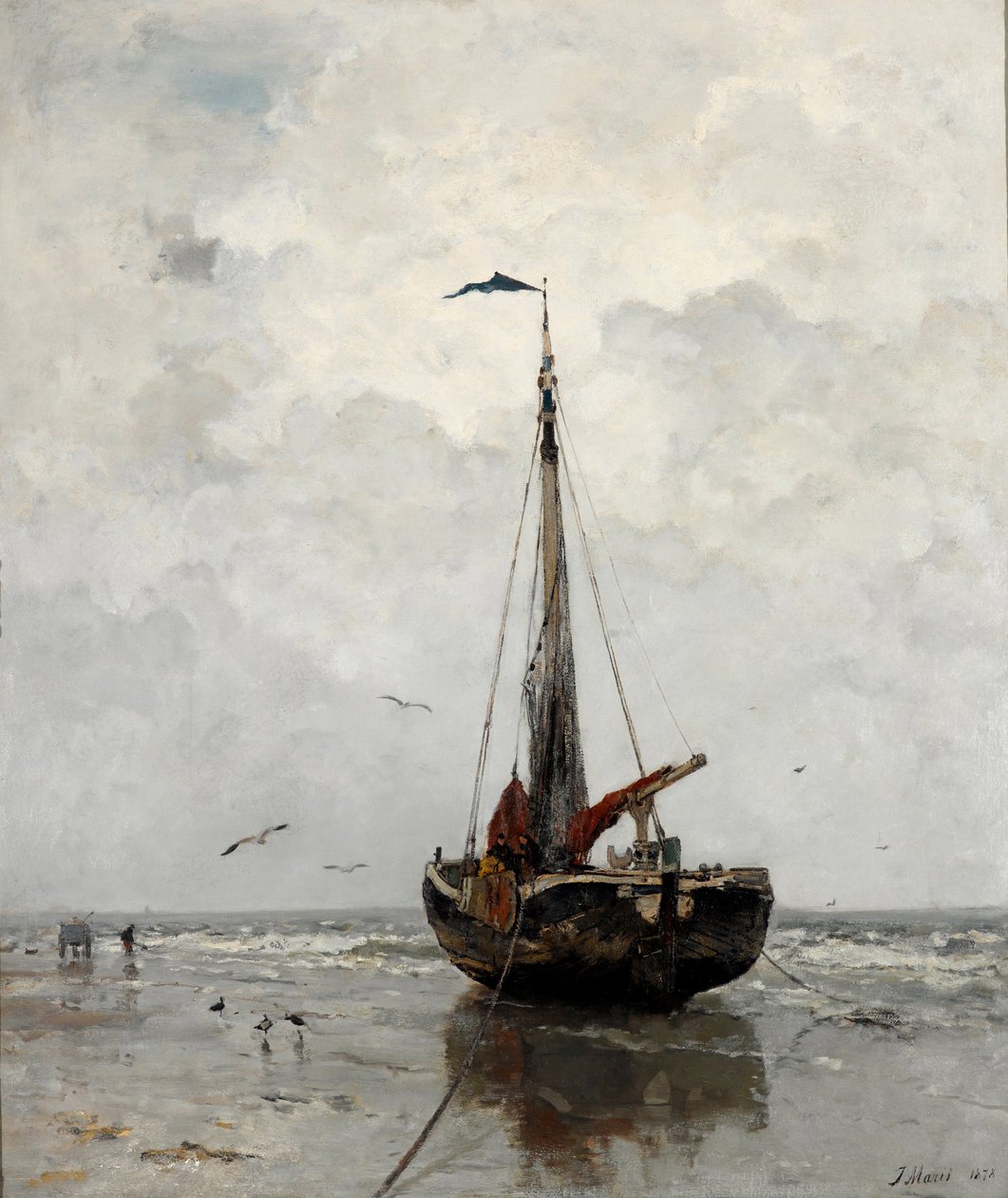 ""Bateau de peche"" Peinture de Jacob Maris (1837-1899) - 1878 - Óleo sobre tela Dim 160x140 cm Gemeentemuseum Haia de Jacob Henricus or Hendricus Maris