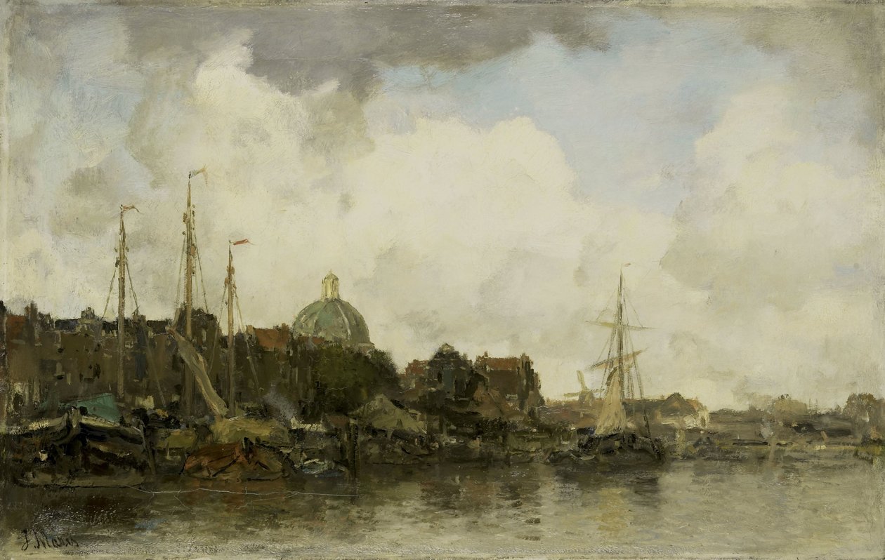 Paisagem urbana com uma igreja abobadada de Jacob Henricus or Hendricus Maris