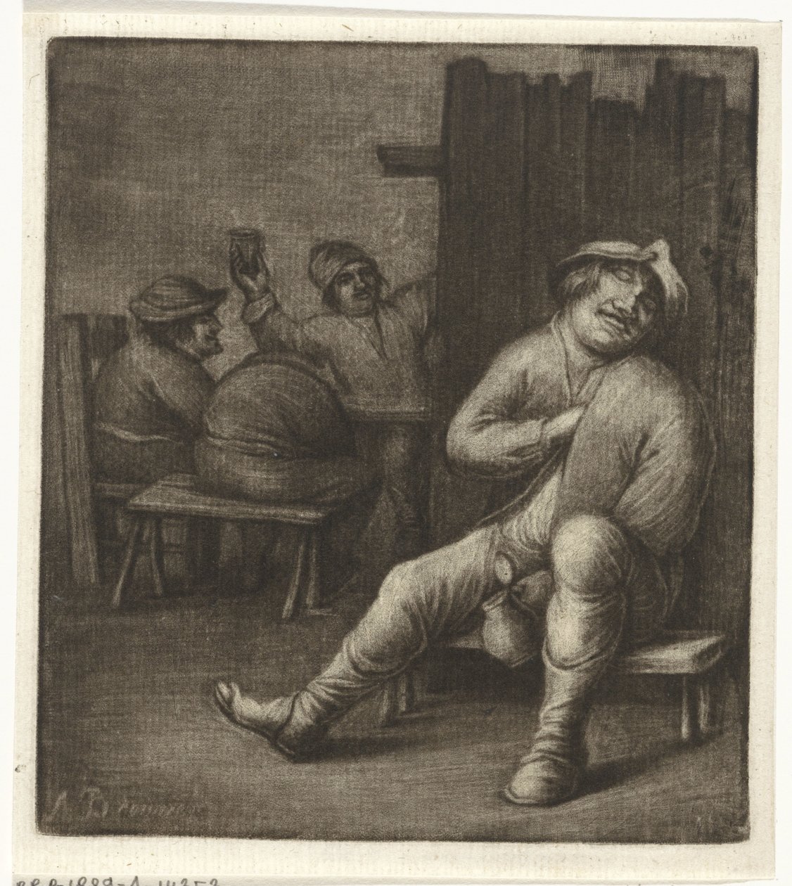 Homem dormindo em uma pousada de Jacob Hoolaart
