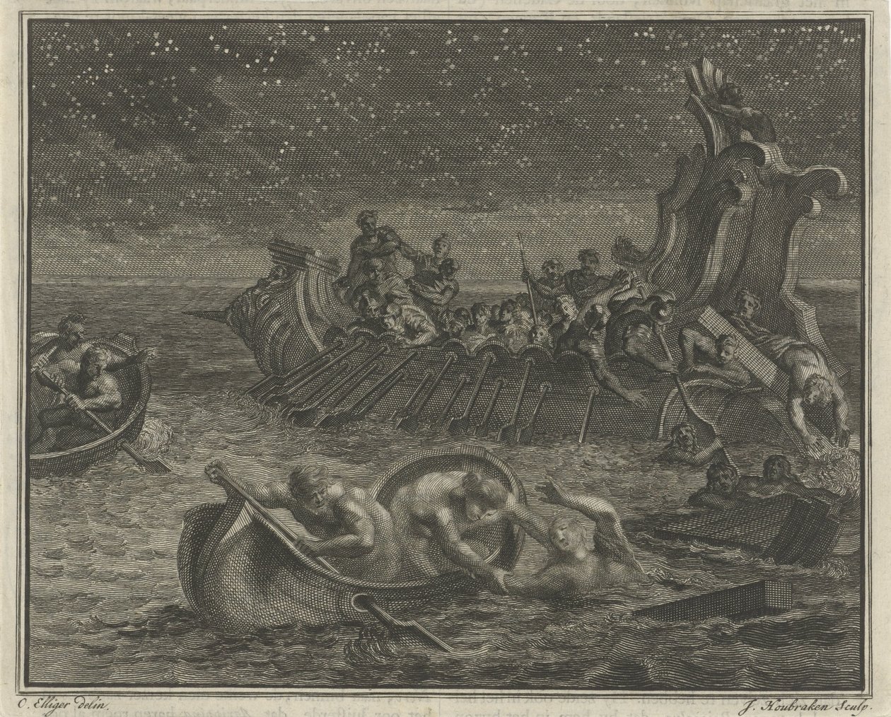 O navio Galei resgata náufragos de Jacob Houbraken