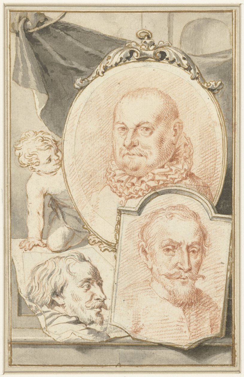 Retratos de Roelant Savery, Frans Snijders e Theodoor Rombouts de Jacob Houbraken