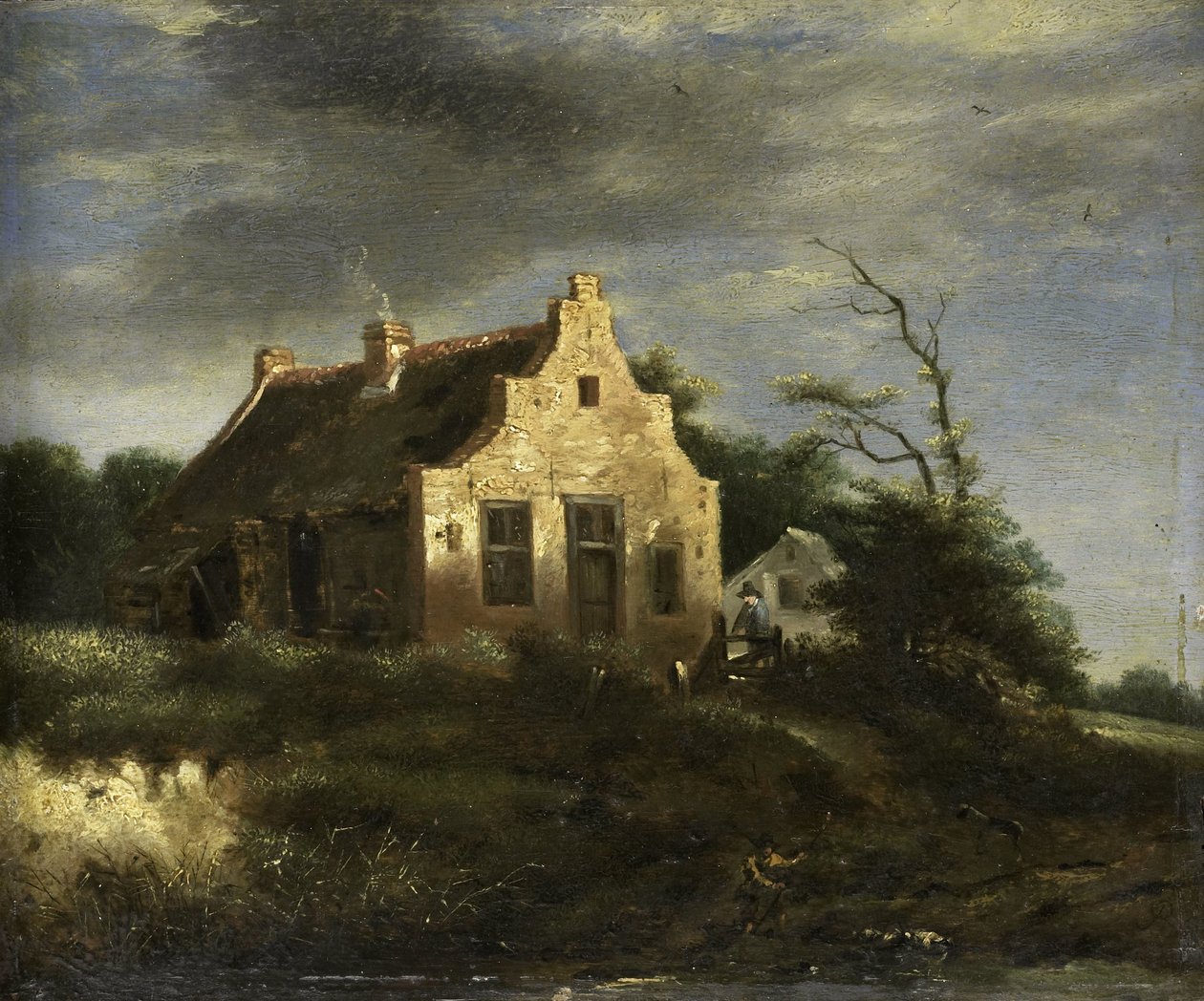Fazenda em uma paisagem de dunas arborizadas de Jacob Isaacksz van Ruisdael (school of)