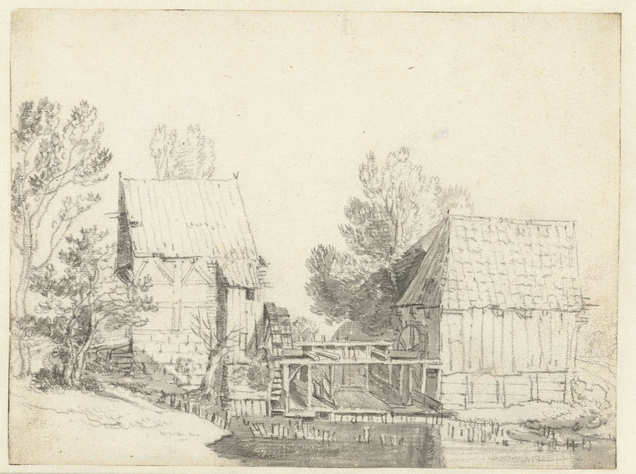 Vista de Dois Moinhos de Jacob Isaacksz van Ruisdael (school of)