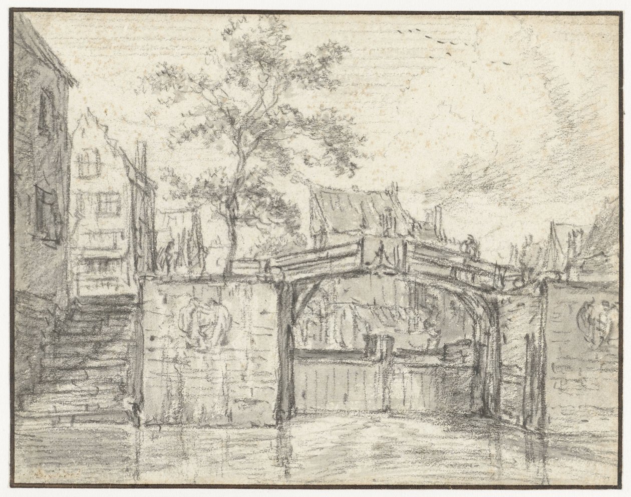 O Oude Haarlemmersluis (Old Haarlem Lock) no Martelaarsgracht, Amsterdã de Jacob van Ruisdael