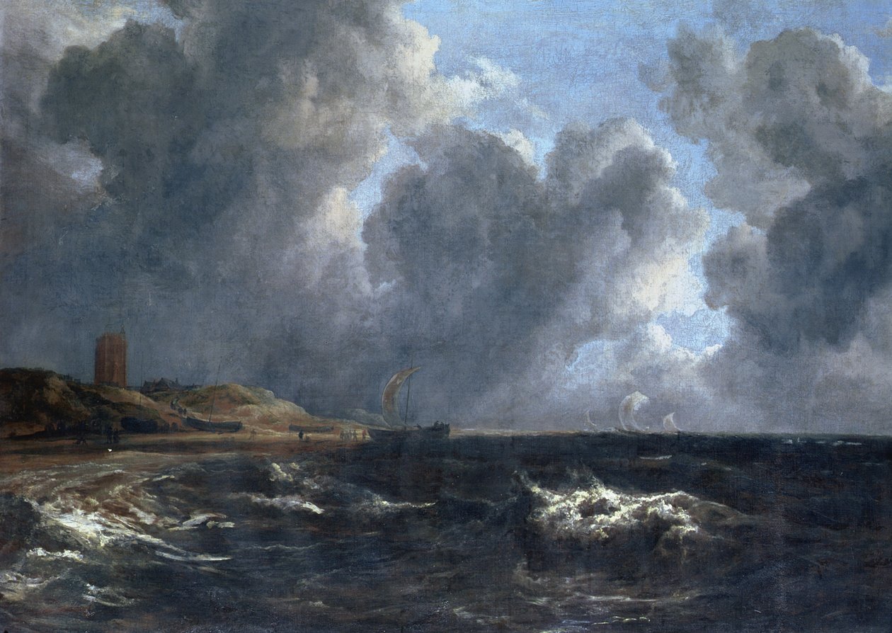 Tempestade em Egmond-Aan-Zee (óleo sobre tela) de Jacob van Ruisdael