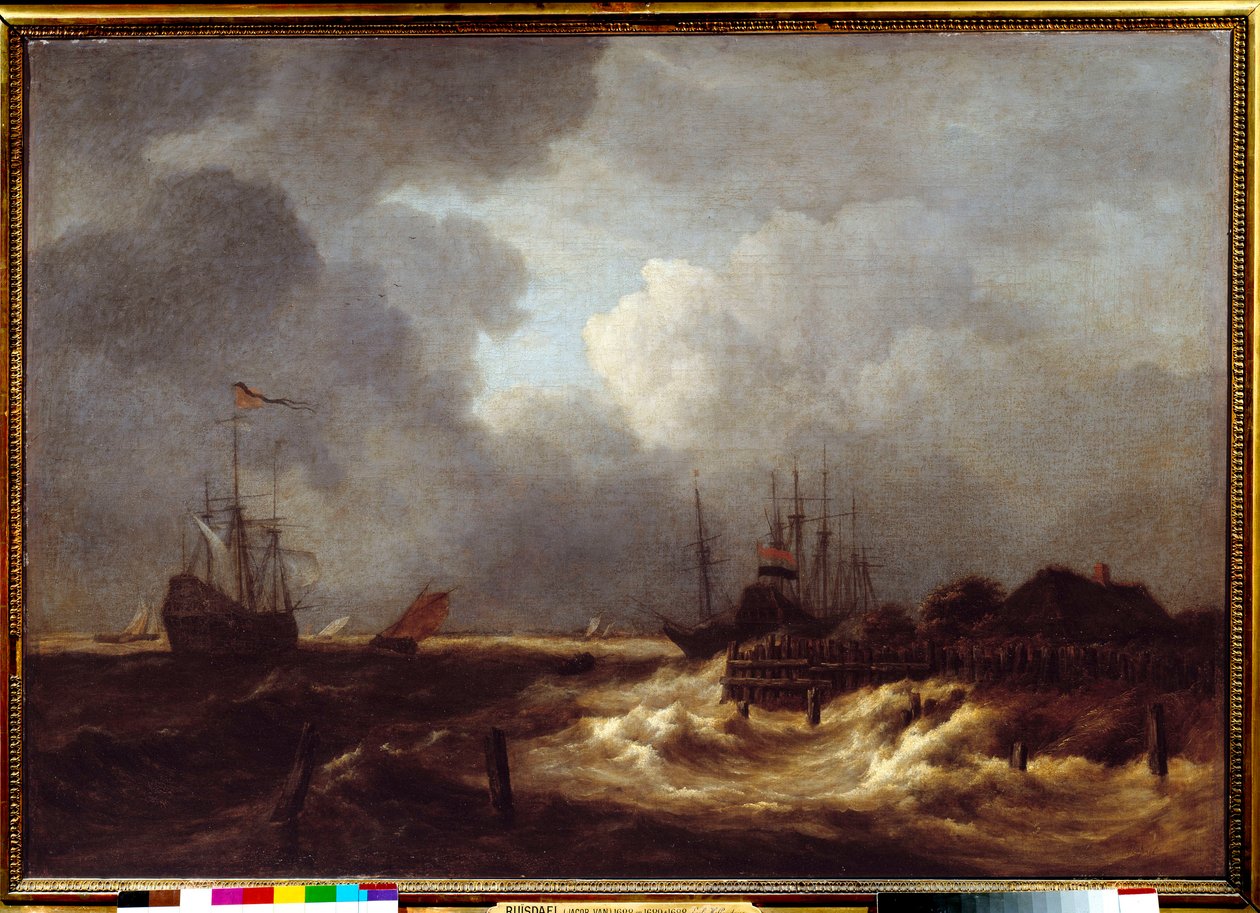 A Pintura Tempere de Jacob Isaakszoon van Ruisdael (Ruysdael) (1628-1682) Século XVII. Sol 1,1x1,6 m de Jacob van Ruisdael