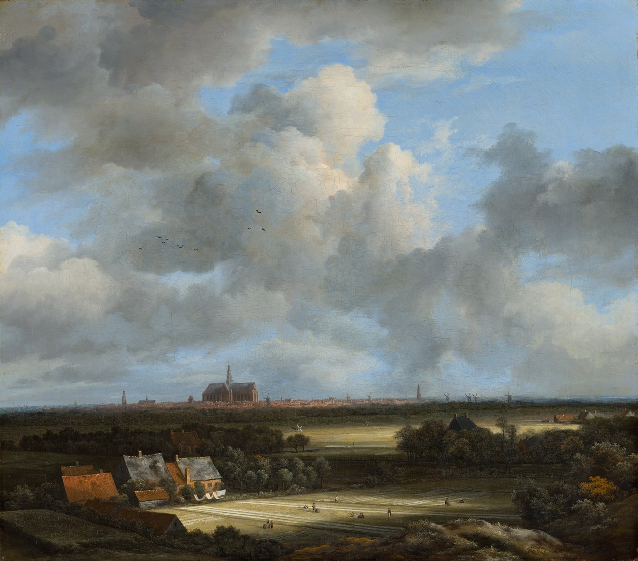 Vista de Haarlem com terrenos de branqueamento, c.1670-75 de Jacob van Ruisdael