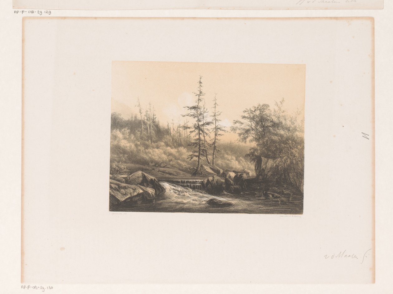 paisagem da floresta com rio de Jacob Jan van der Maaten (attributed to)