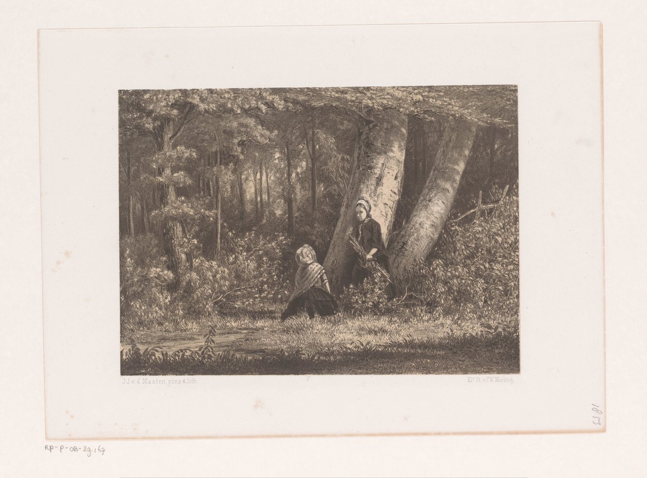 Duas raparigas na floresta de Jacob Jan van der Maaten
