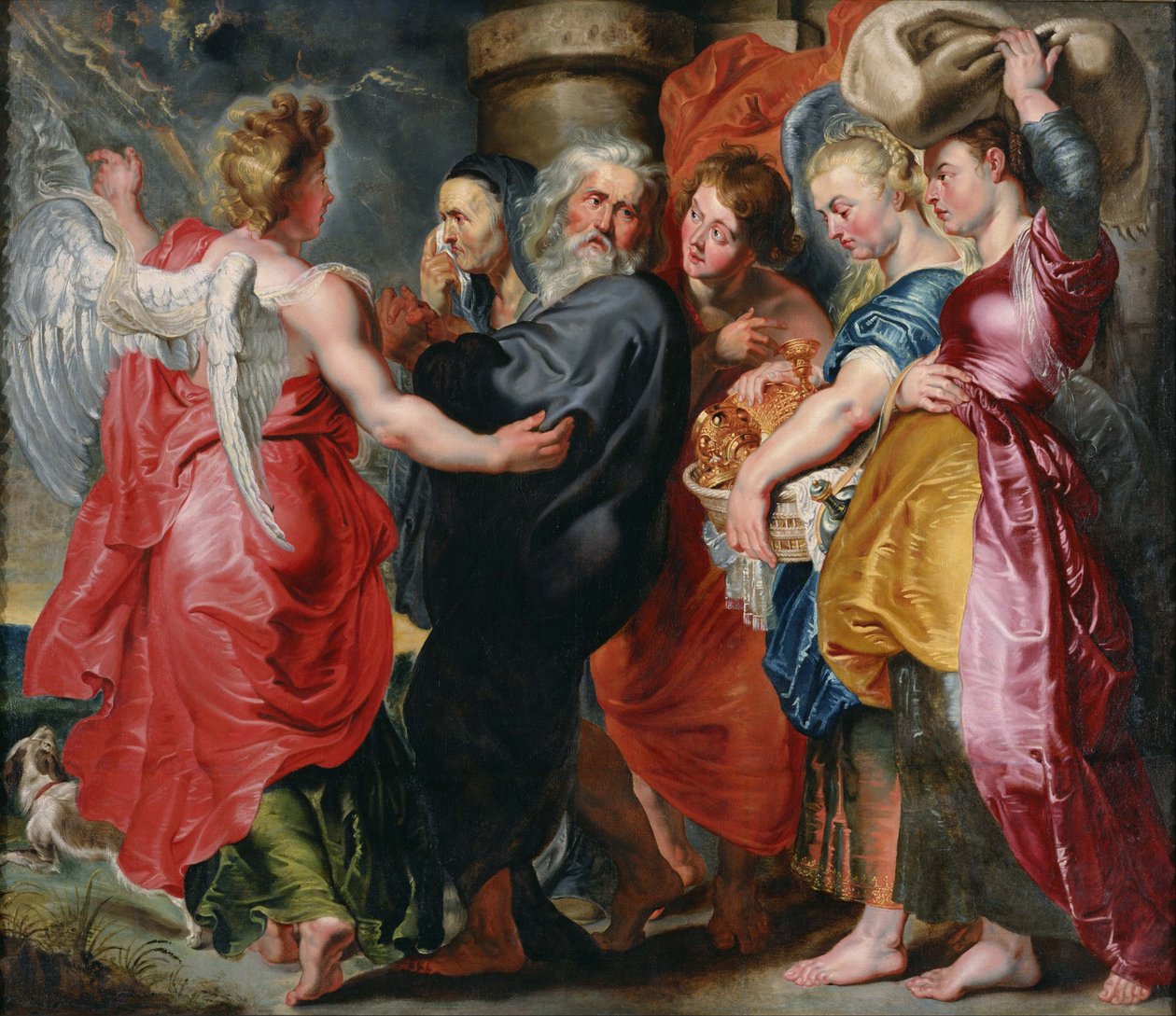 Ló e sua família saindo de Sodoma (baseado na composição de Rubens). de Jacob Jordaens