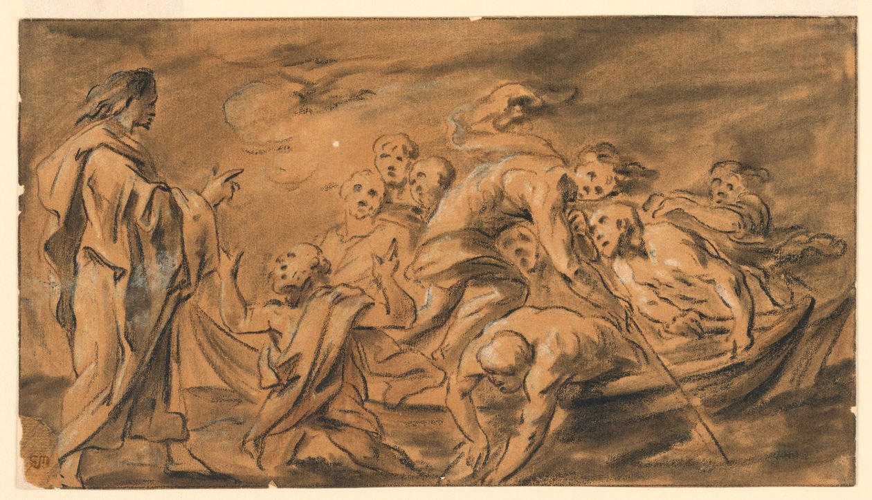 Cristo Aparecendo aos Apóstolos no Mar da Galiléia (Lago Tiberíades), o Miraculous de Peixes de Jacob Jordaens