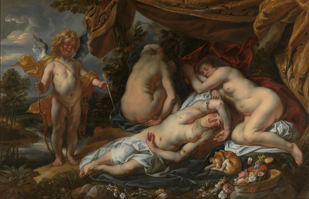 Cupido e Psique (óleo sobre tela) de Jacob Jordaens