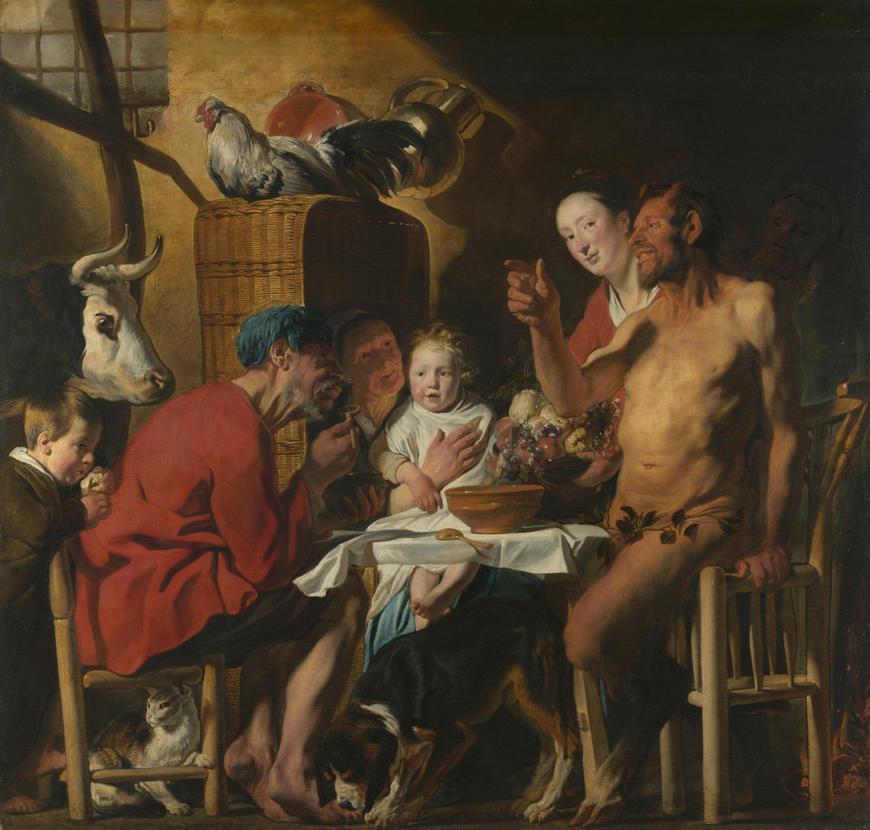 O sátiro em casa do camponês de Jacob Jordaens
