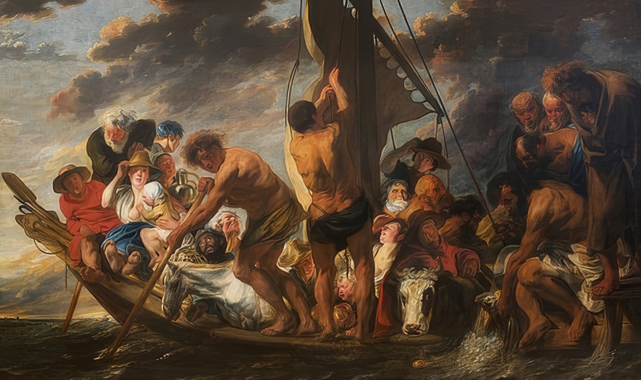 O ovo do interesse. O maravilhoso peixe puxa de Peter. (também: ferry para Antuérpia). Por volta de 1623 de Jacob Jordaens