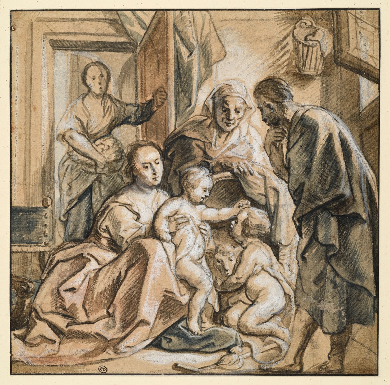 A Sagrada Família com Isabel e o menino São João de Jacob Jordaens