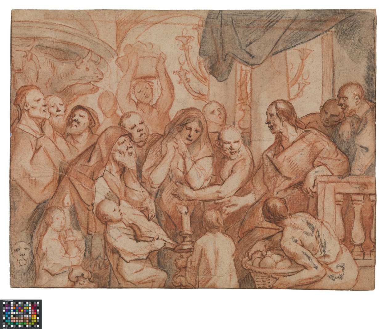 Neerlandês: Cristo e a adúltera, esboço preparatório, verso: A captura de Cristo de Jacob Jordaens