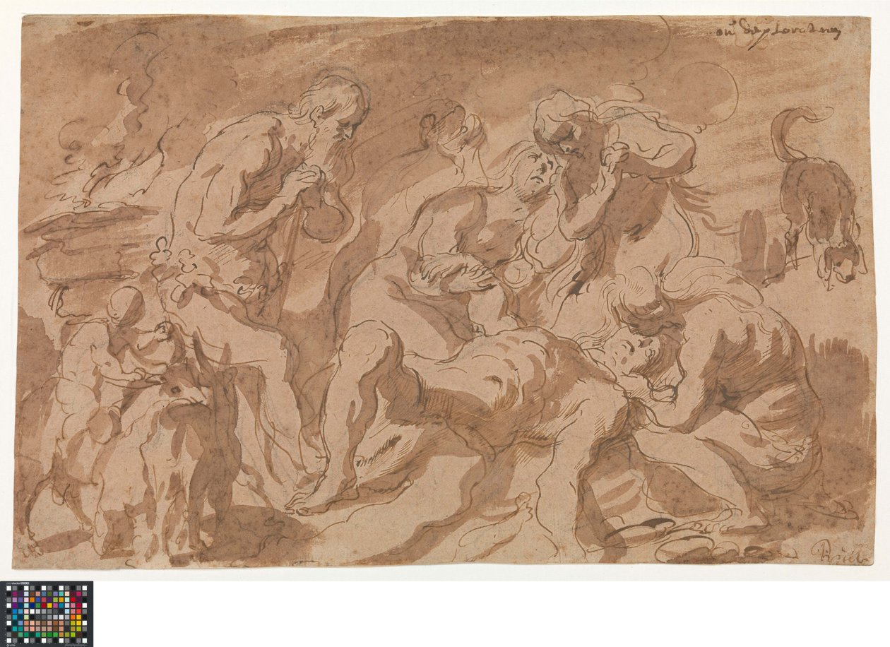 Alemão: Die Beweinung Abels
Neerlandês: De bewening van Abel de Jacob Jordaens