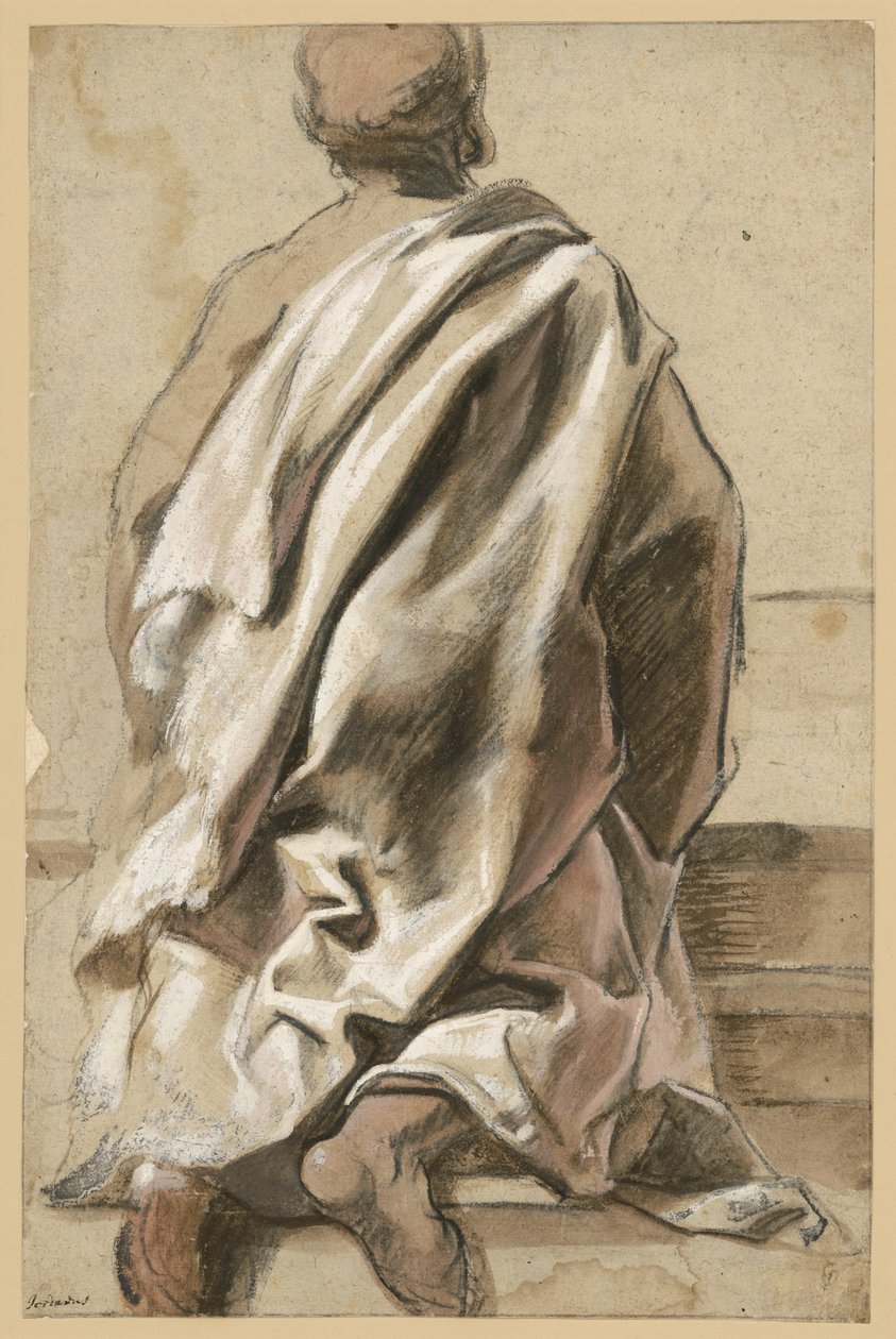 Estudo do vestuário de um apóstolo ajoelhado de Jacob Jordaens