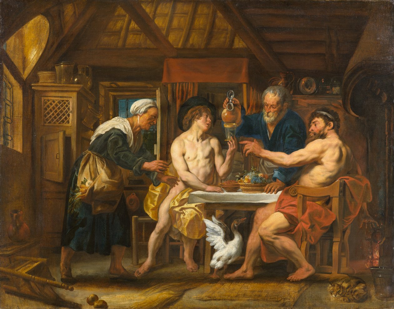 Júpiter e Mercúrio na Casa de Filemon e Baucis, por volta de 1645 (óleo sobre tela) de Jacob Jordaens