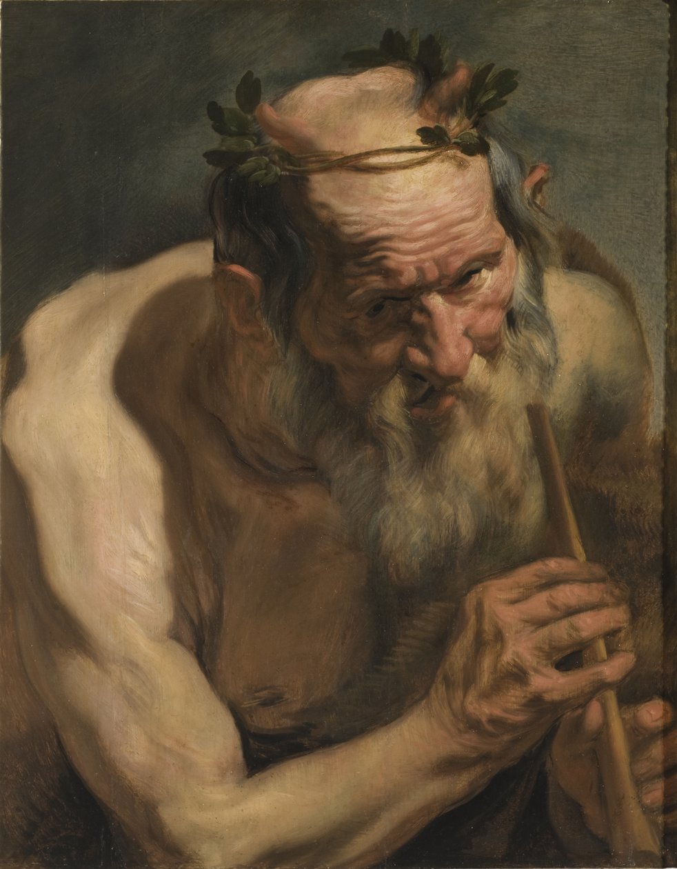 Velho Sátiro Segurando uma Flauta, c.1620 de Jacob Jordaens
