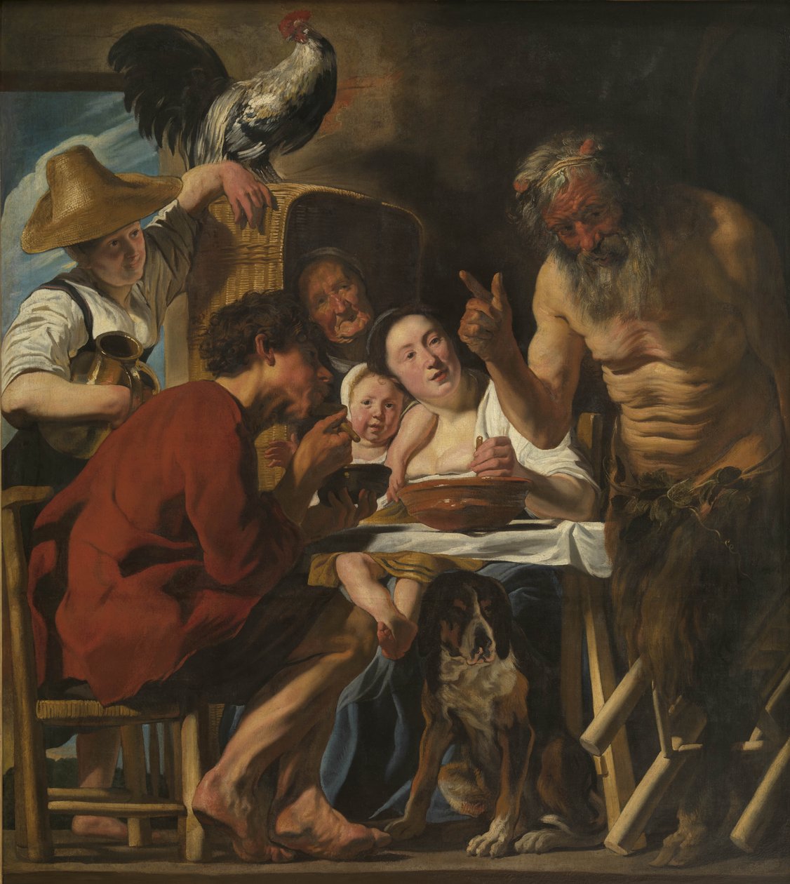 Sátiro e família camponesa de Jacob Jordaens