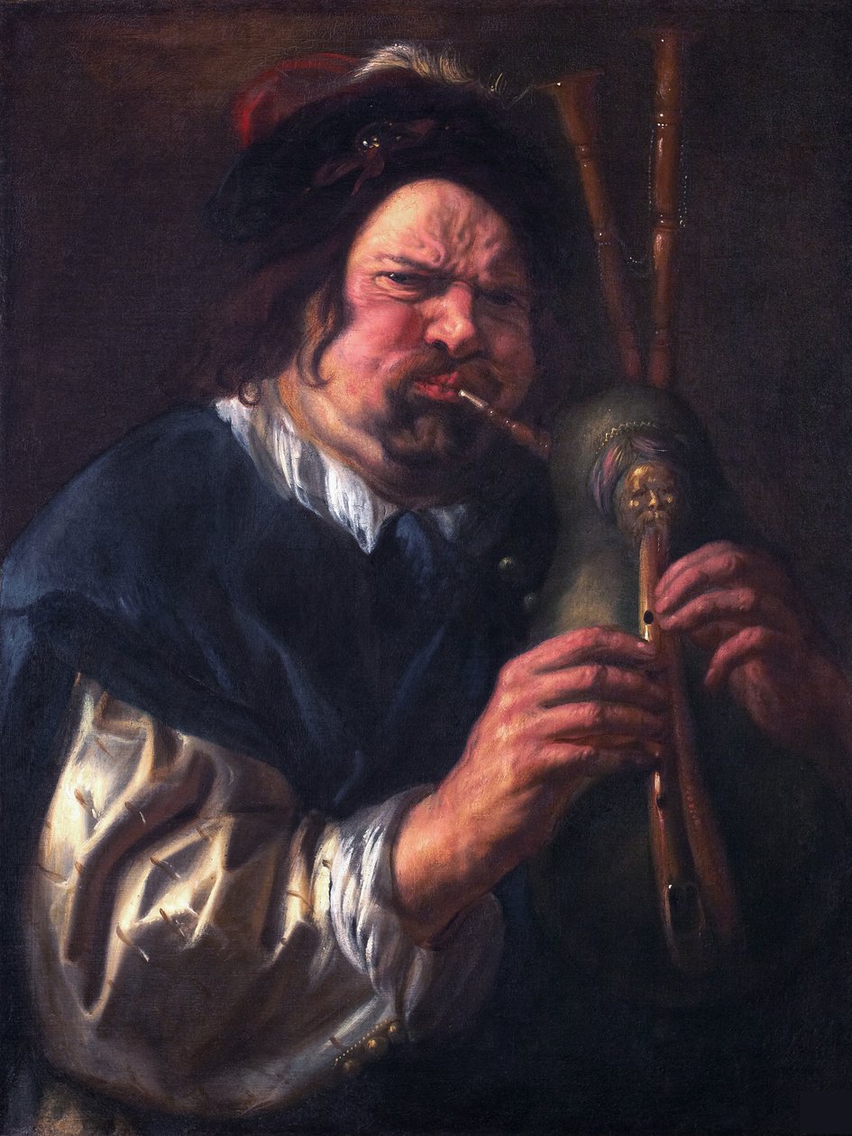 Autorretrato a tocar gaita de foles de Jacob Jordaens