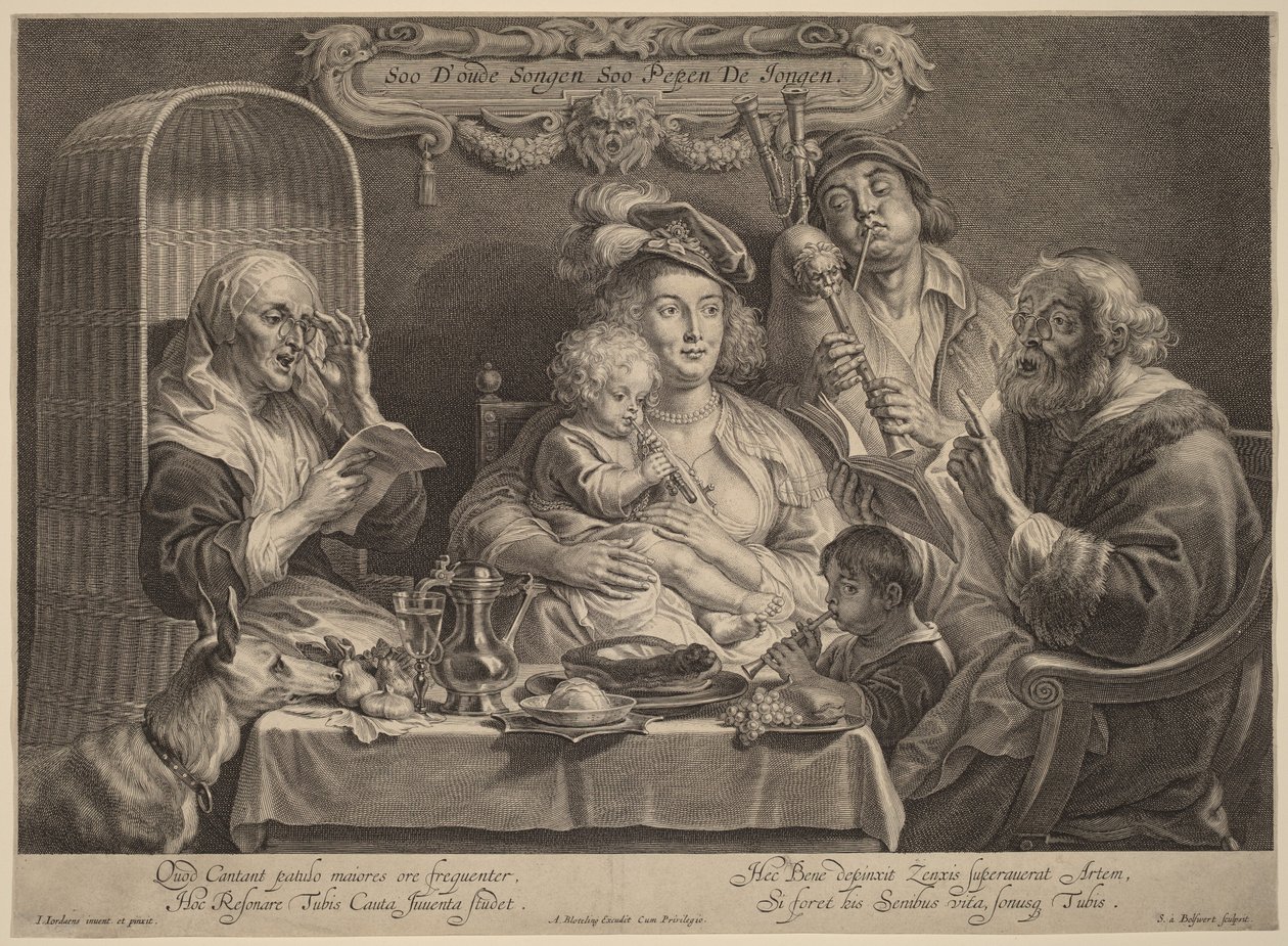 Como cantam os velhos, assim chilreiam os jovens de Jacob Jordaens