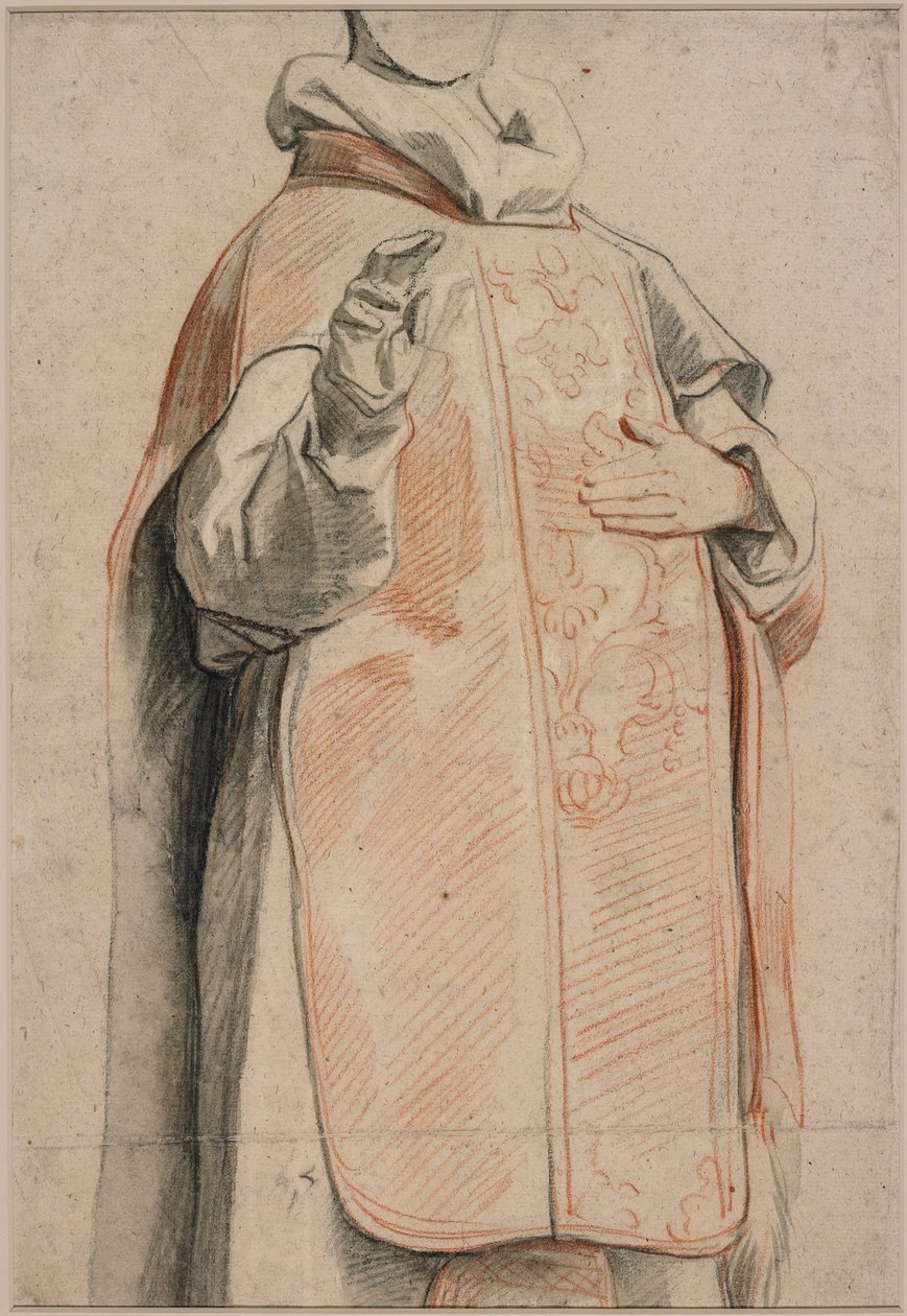 Estudo de uma figura com vestes sacerdotais de Jacob Jordaens