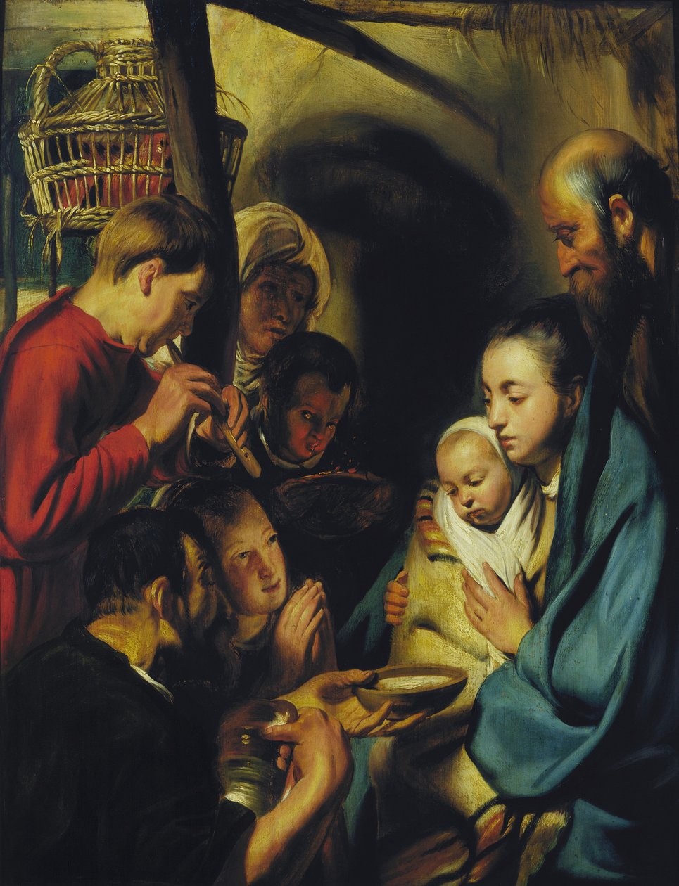 A Adoração dos Pastores. de Jacob Jordaens