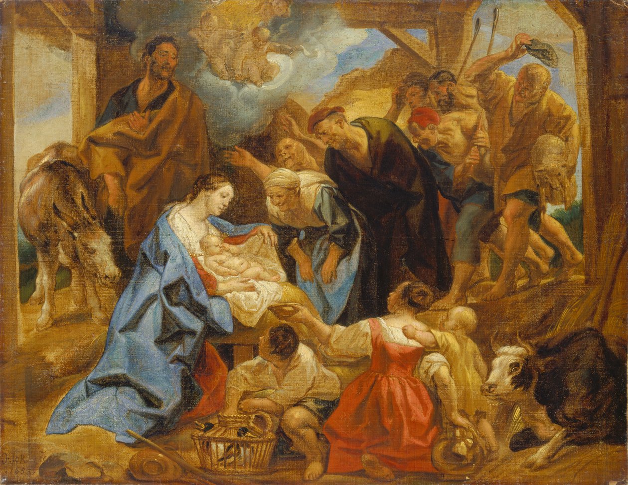 A adoração dos pastores de Jacob Jordaens