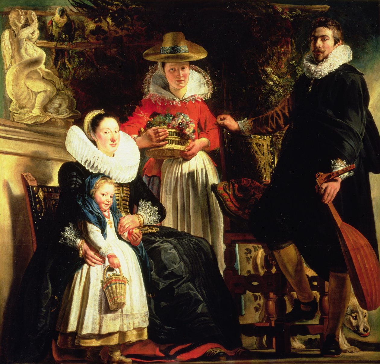 O Artista e Sua Família em um Jardim, c.1620-22 (óleo sobre tela) de Jacob Jordaens