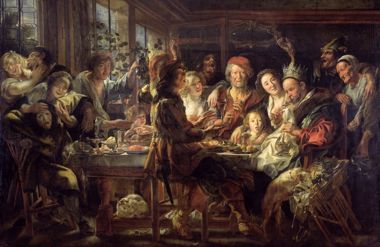 A Festa do Feijão (The King Drinks) 1637-38 de Jacob Jordaens