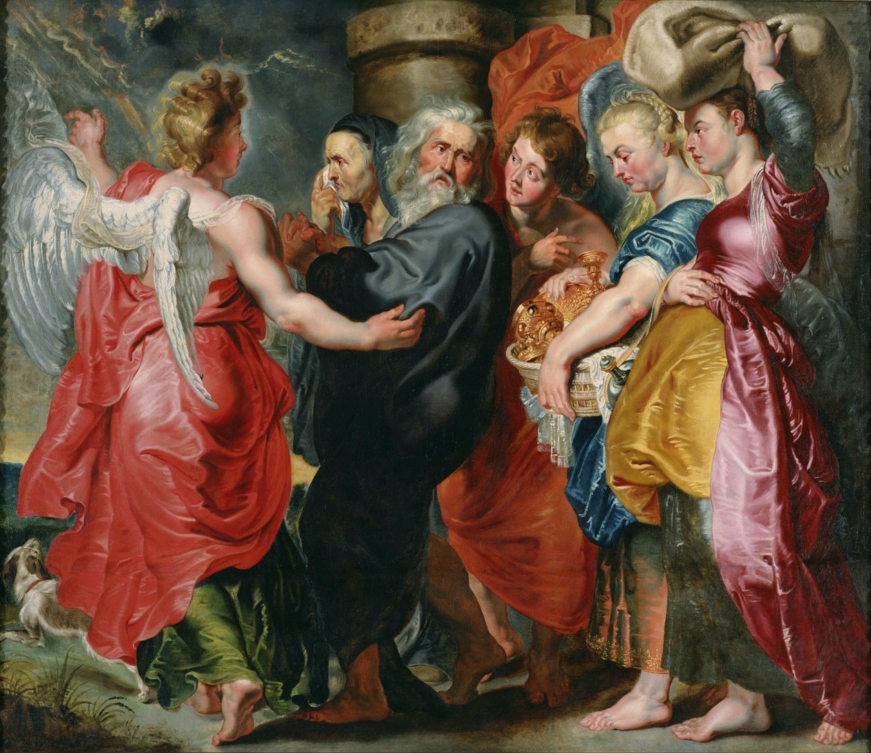 A fuga de Ló e sua família de Sodoma após Rubens, c. 1618 de Jacob Jordaens