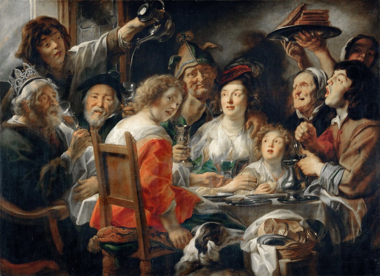 O rei bebe, ou refeição em família na festa da epifania de Jacob Jordaens