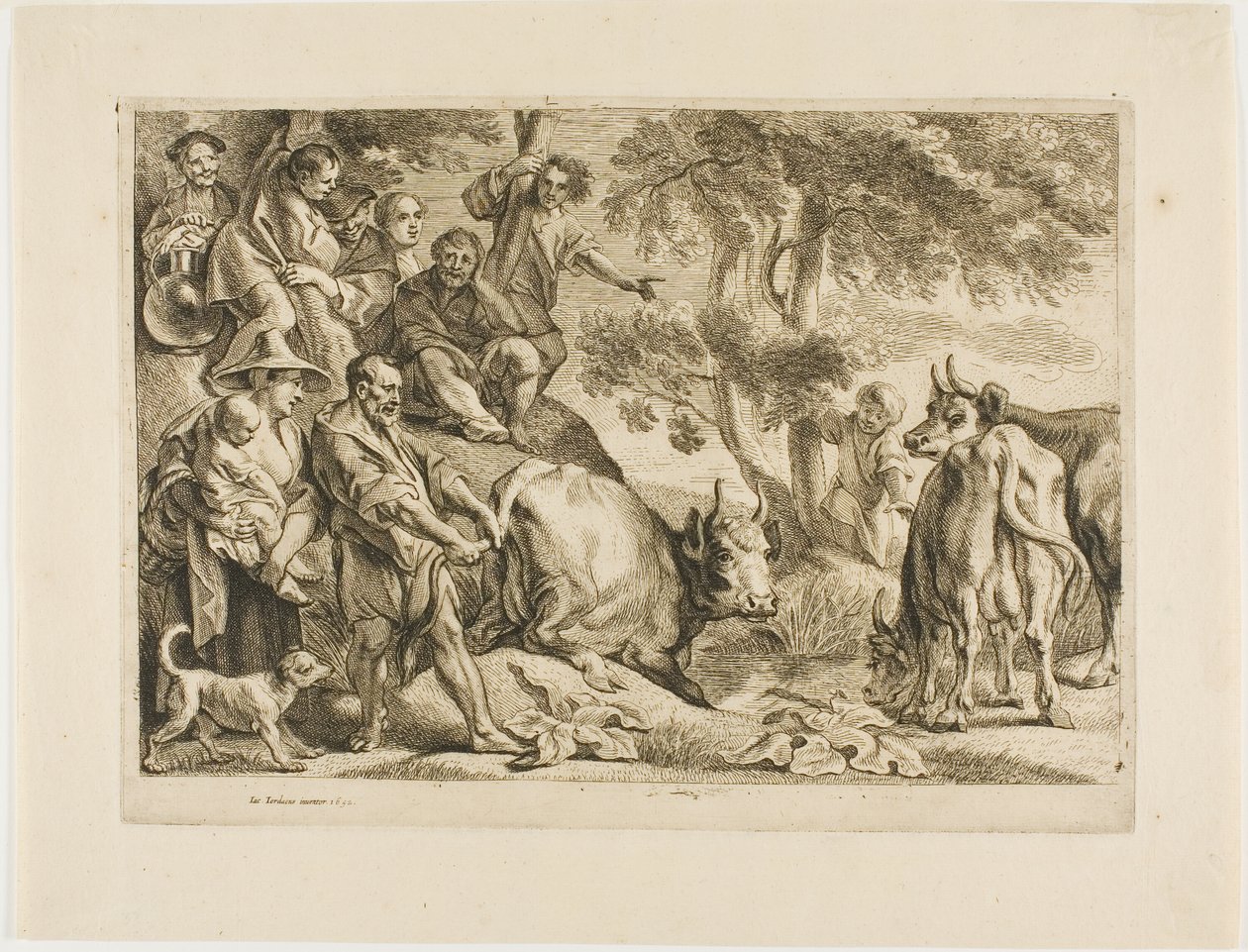 O mestre puxa a vaca para fora da vala pela cauda de Jacob Jordaens