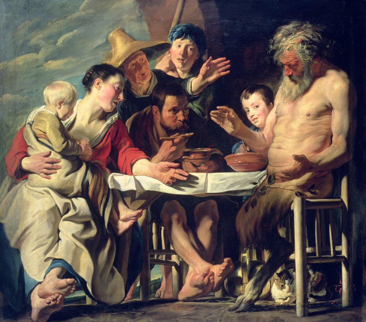 O sátiro com os camponeses, 1620 de Jacob Jordaens