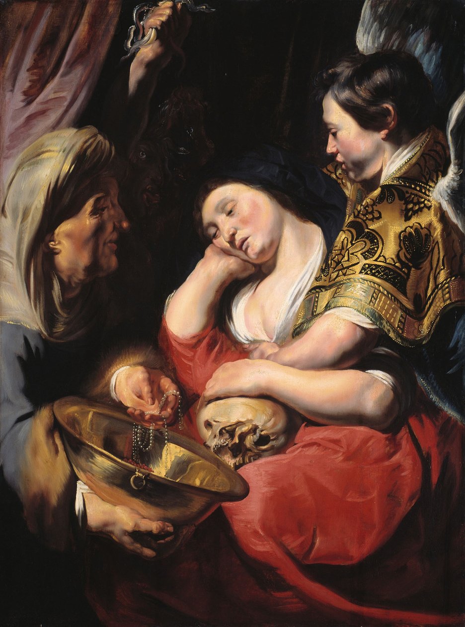 A tentação da Madalena, c.1616-17 (óleo sobre painel) de Jacob Jordaens