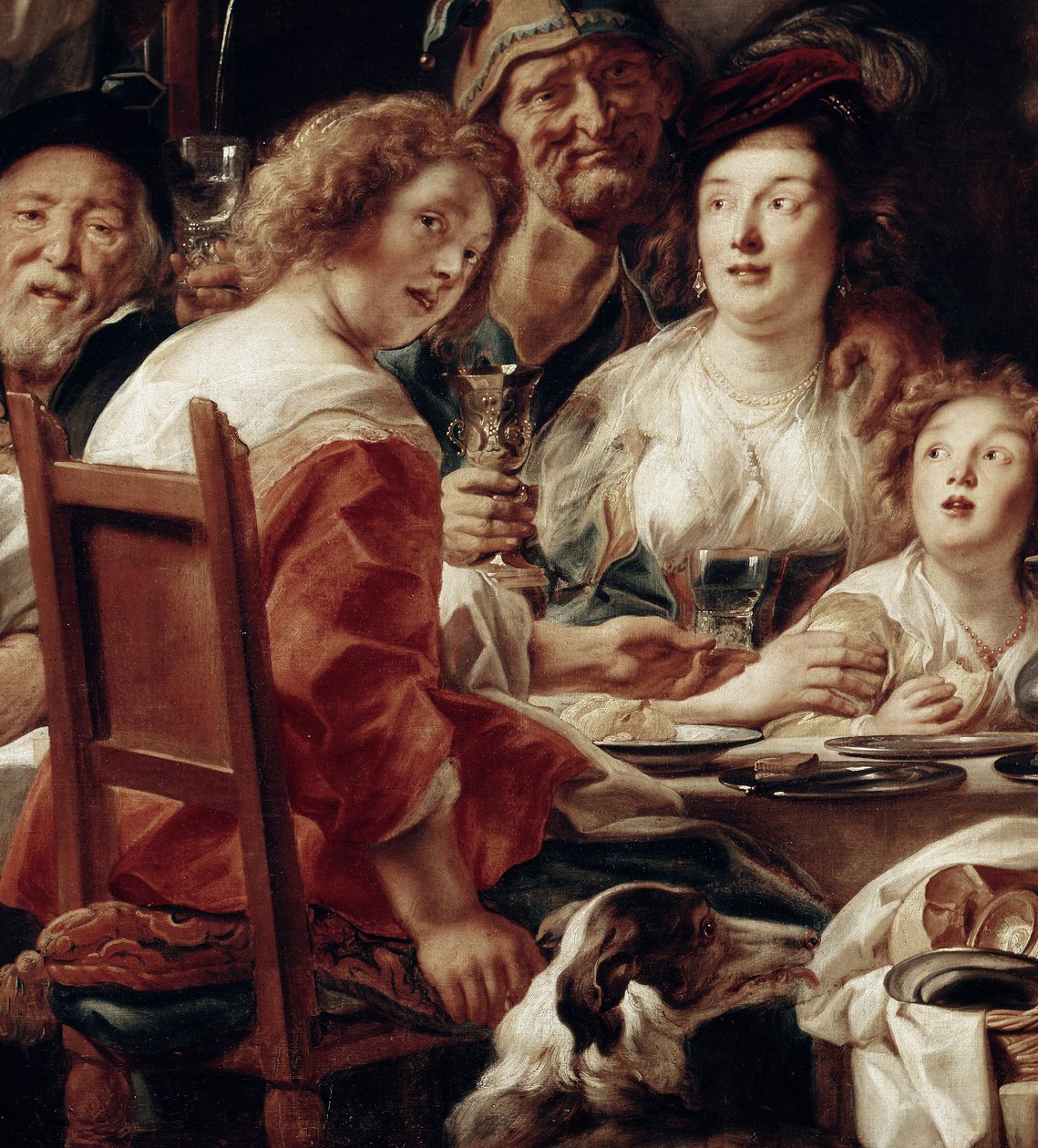 O rei bebe, detalhe (óleo sobre tela de Jacob Jordaens