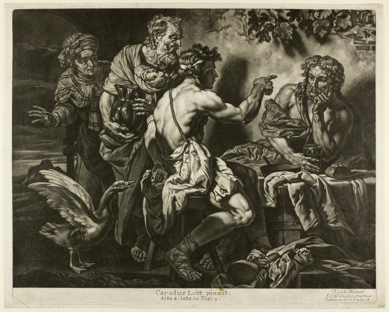 Júpiter e Mercúrio com Filemon e Baucis de Jacob Mannl