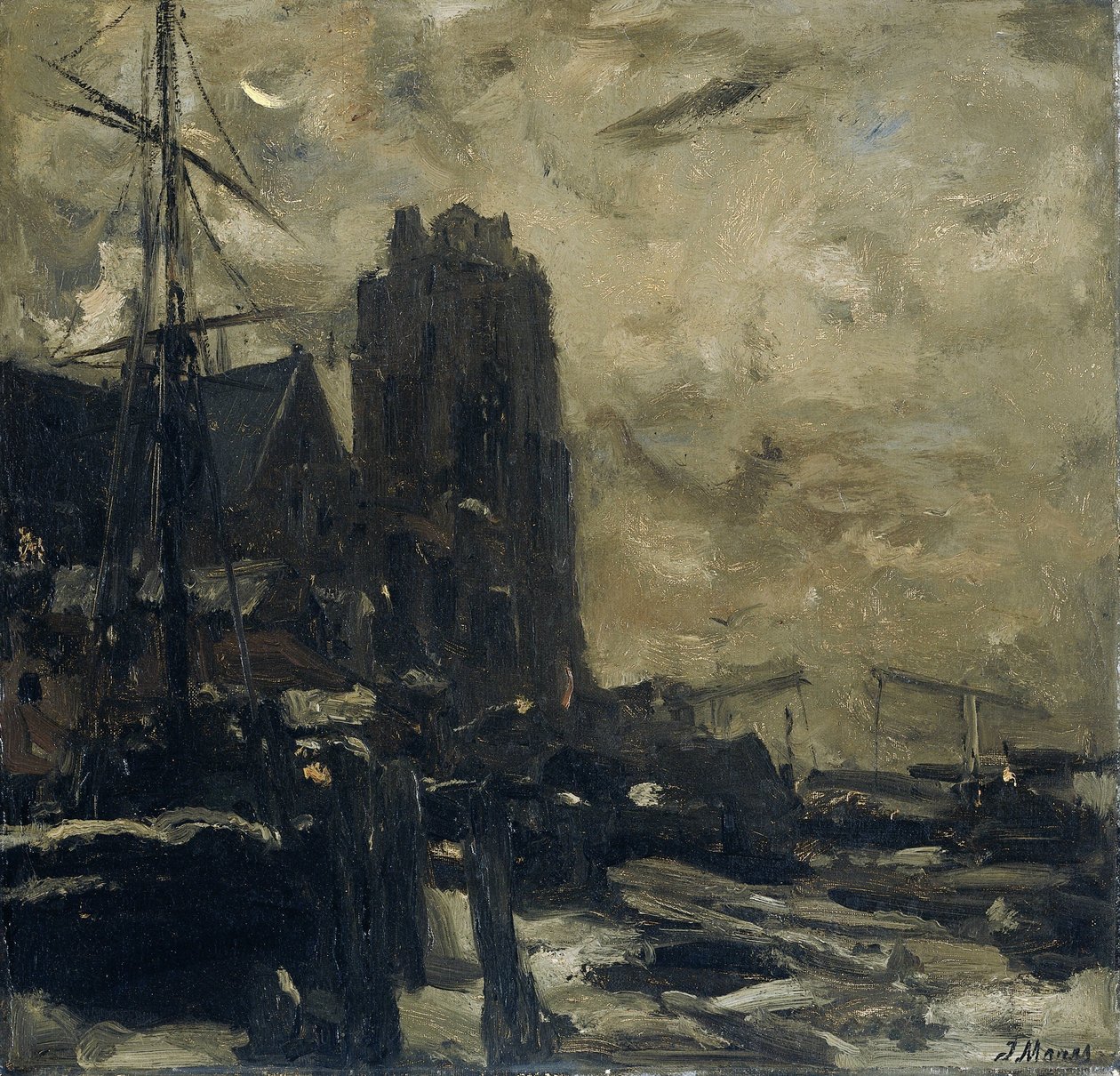 Dordrecht à noite de Jacob Maris