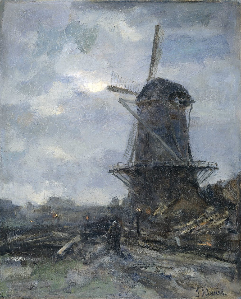 Moinho à luz da lua de Jacob Maris